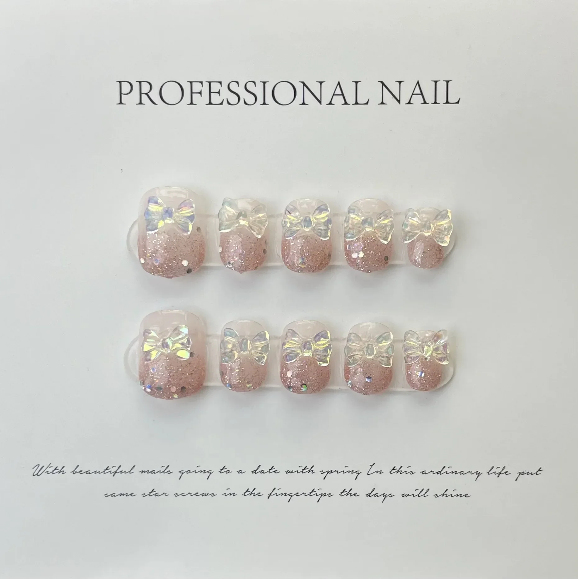 

10Pcs Short Handmade Butterfly Press On Nails Aurora Ballerina False Nails Japanise Wearable Decoration Full Cover Nail Tips Art