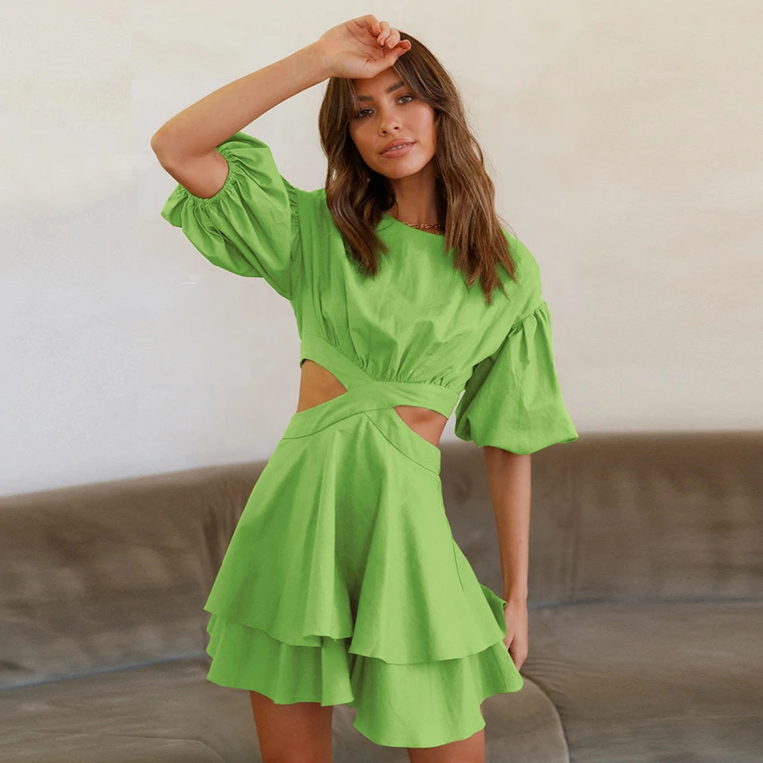 

Женское сексуальное летнее праздничное платье, платье из хлопка и льна, женское бальное платье на шнуровке, ажурное платье, элегантное платье с пышными рукавами и оборками