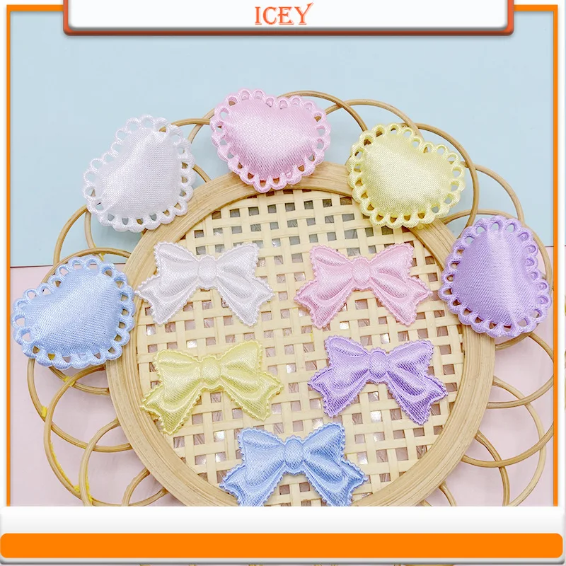 

1pc Cute light colored satin bow love DIY jewelry headwear hair clip bow doll decorative material Hair Accessories