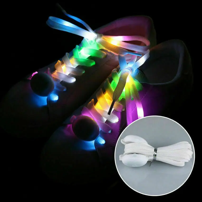 Mini LED Light Glow Light 1 Pairs Light Up Shoe Laces Nylon LED Shoelaces Flashing LED Shoelaces with 3 Modes Flashing Glow in The Dark Party