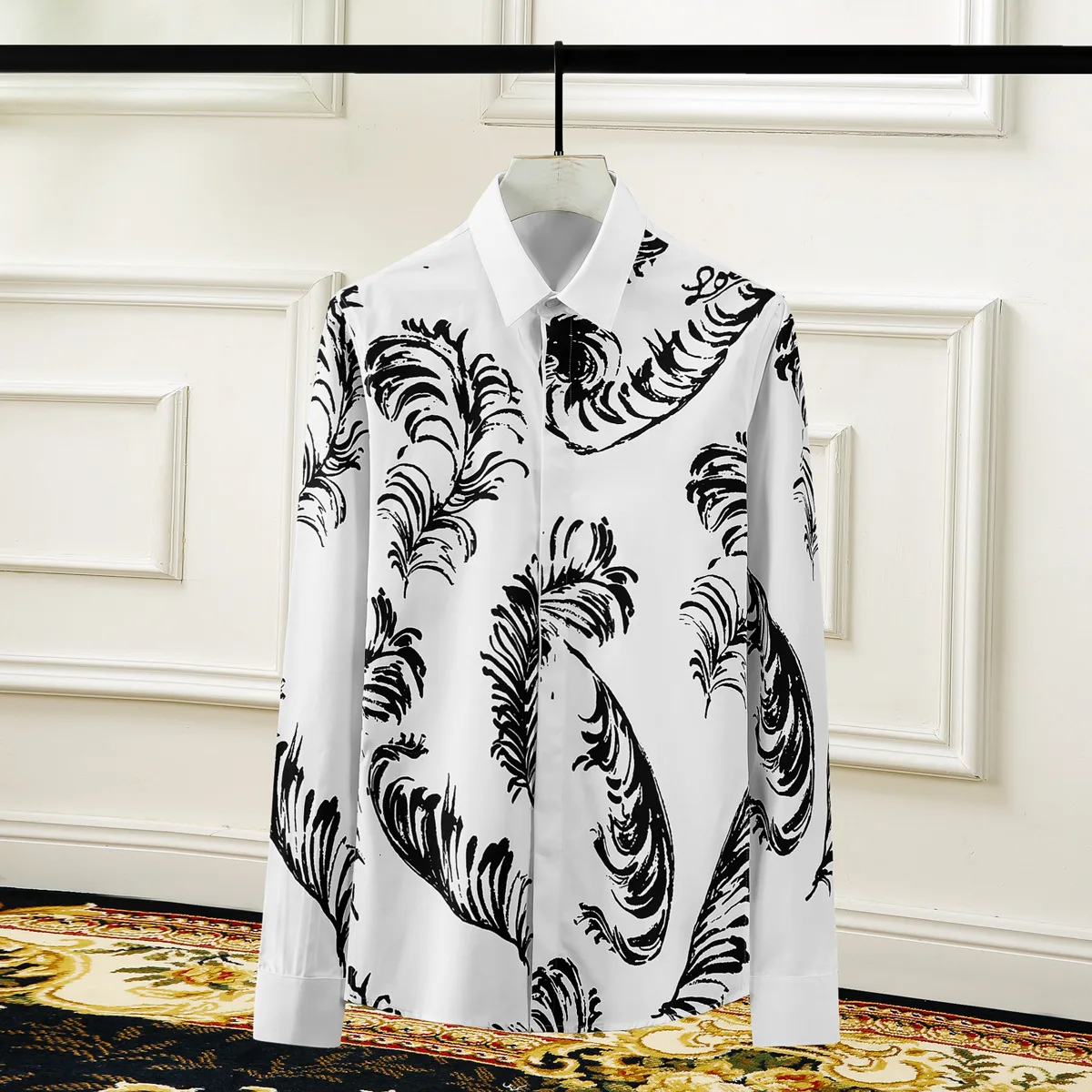 

High Quality Luxury Jewelry Casual Men'S Summer Casual Shirt Men Print Blouse Male Slim Fit Fashion Printing Beach Shirtsgood