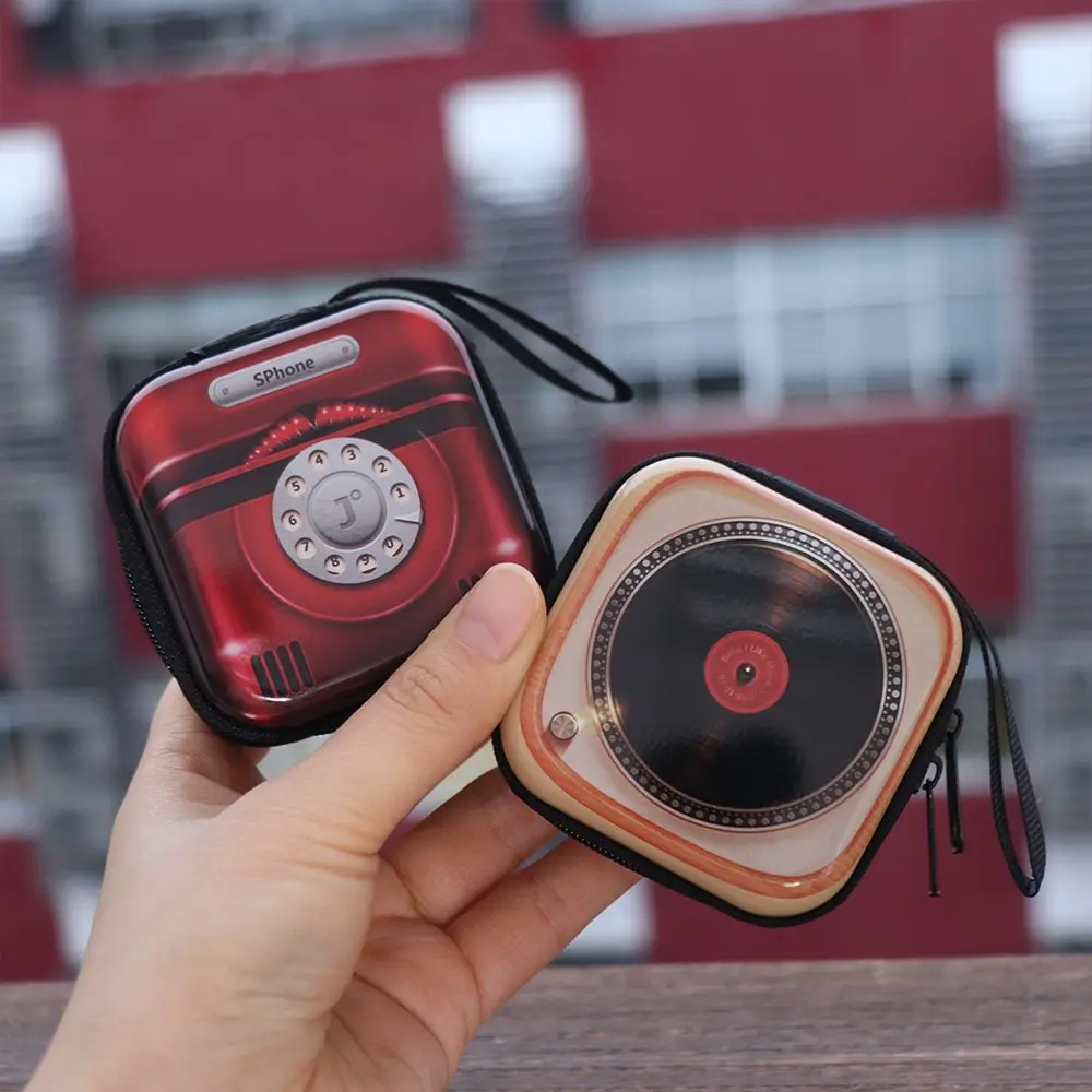 Retro Feelings Pattern Creative Coin Purse Headphone Storage Box Simple Fashion Mini Wallet Small Change Organizer