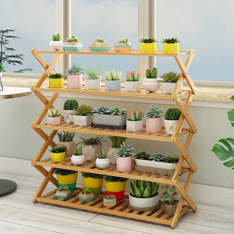 Multi-Layer Plant Rack for Indoor Living Room Flower Pot Rack Green Pineapple Succulent Balcony Decoration Storage Bamboo