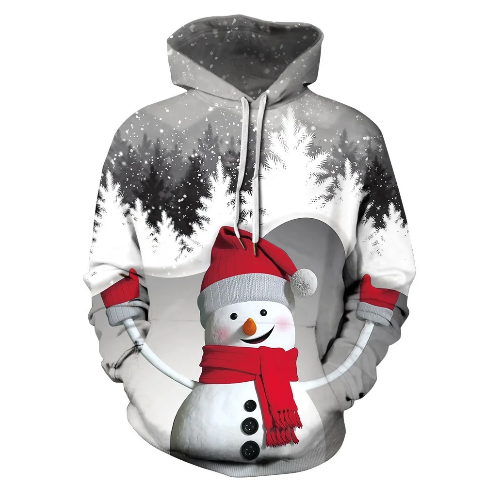 

New Men's Christmas 3D Fun Snowman Print Graphic Hoodies Pullover Homme Casual Fashion Sweatshirt Women's Plus Size Sudaderas