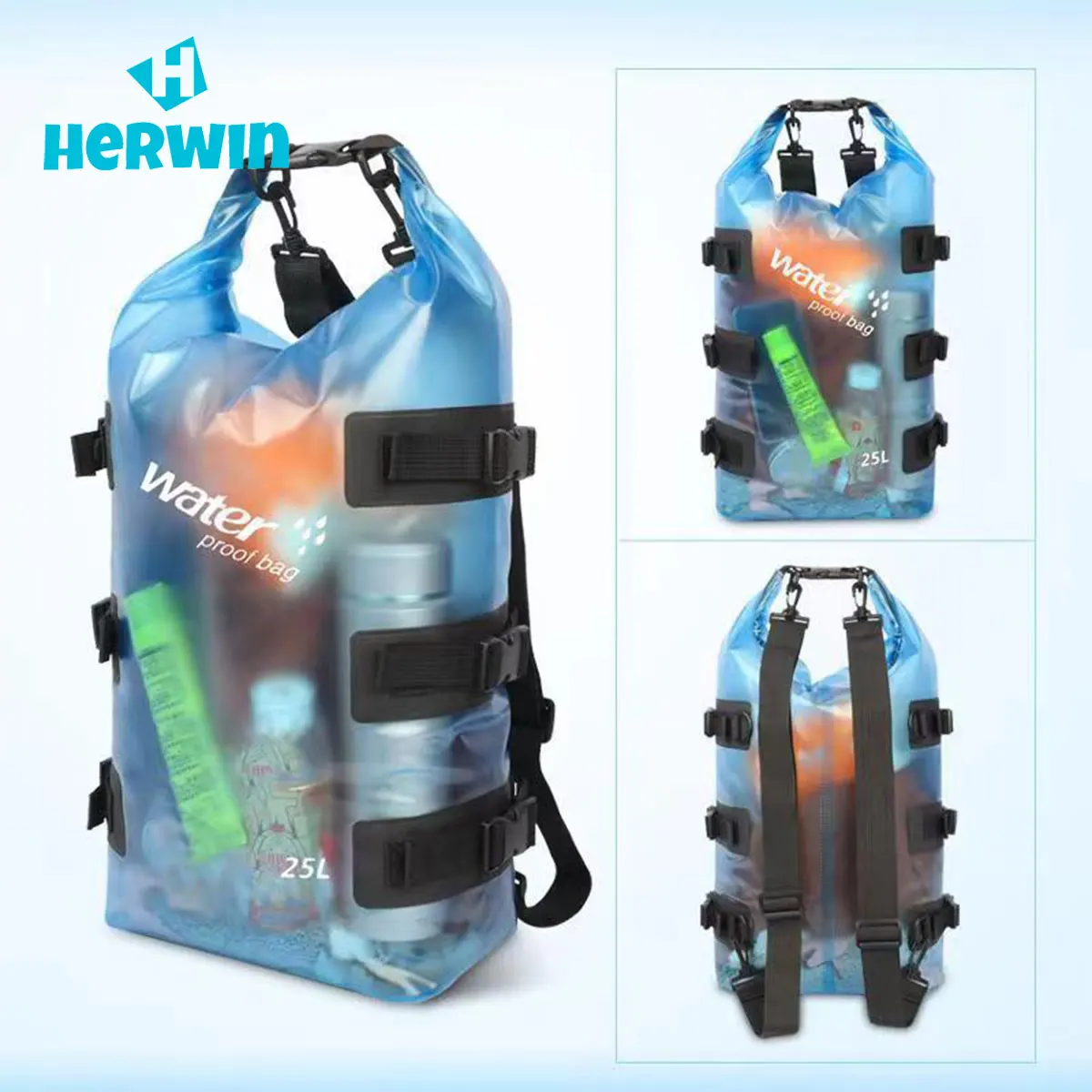 

25L New Waterproof Upstream Package Swimming Drifting Bag Durable Outdoor Portable PVC Translucent Dry Wet Separation Bag