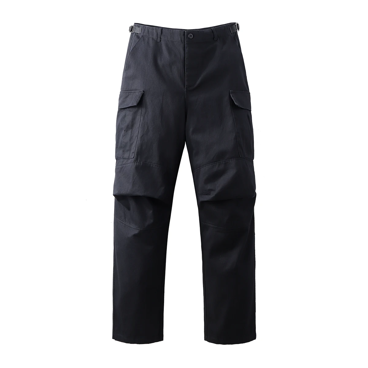 

High Street Multi-pockets Knee Pleated Straight Baggy Casual Cargo Pants Men's Vibe Y2K Solid Color Harajuku Loose Trousers