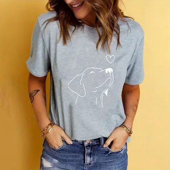 T-shirt sportiva estiva nuova con girocollo T-shirt da corsa casual a maniche corte con stampa di cani alla moda Top Abbigliamento sportivo da donna