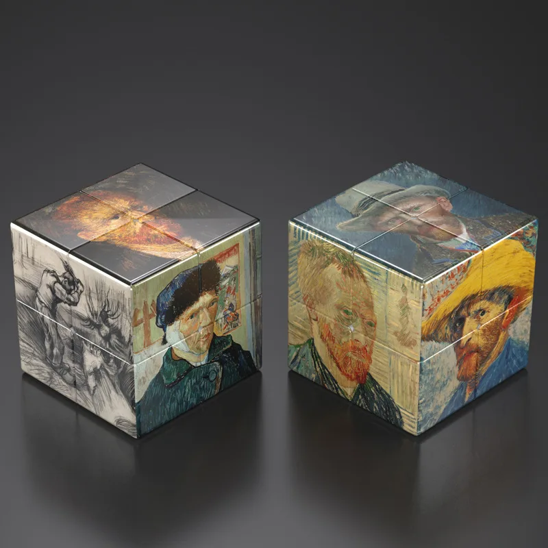 

Волшебный куб 2X2 SpeedCube с животным принтом Ван Гога узор 2*2 кубики без наклеек креативный волшебный кубик магический пазл QIYI MOYU Zcube