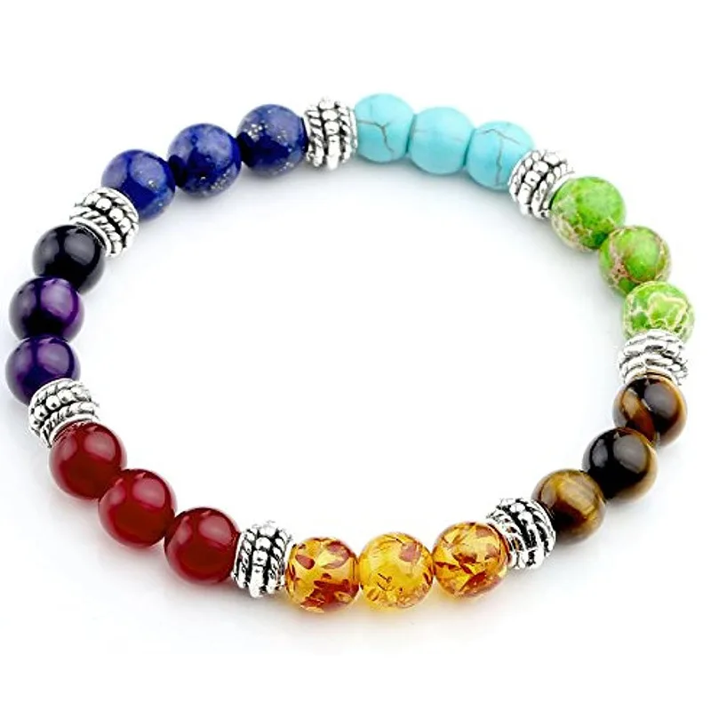

Natural Stone Colorful Energy Yoga Bracelet for Men and Women 8mm Volcanic Stone Round Bead Single Circle Handstring Couple Gift
