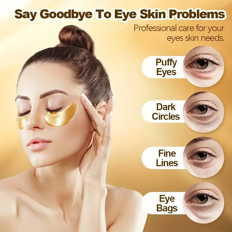 60pcs Gold Crystal Collagen Eye Masks Moisturizing Firming Gel Patches for Anti-Aging Dark Circles Eye Skin Care 5