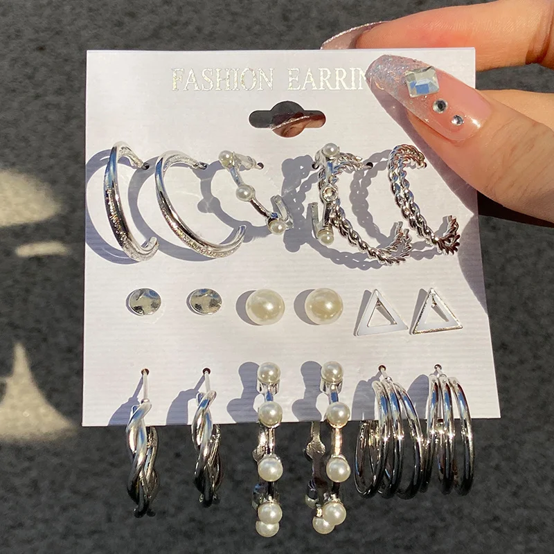 Fashion Black Earring Set For Women Girls Simple Multi-layer Metal  Hoop Earrings 2024 New Fashion Elegant Wedding Party Jewelry