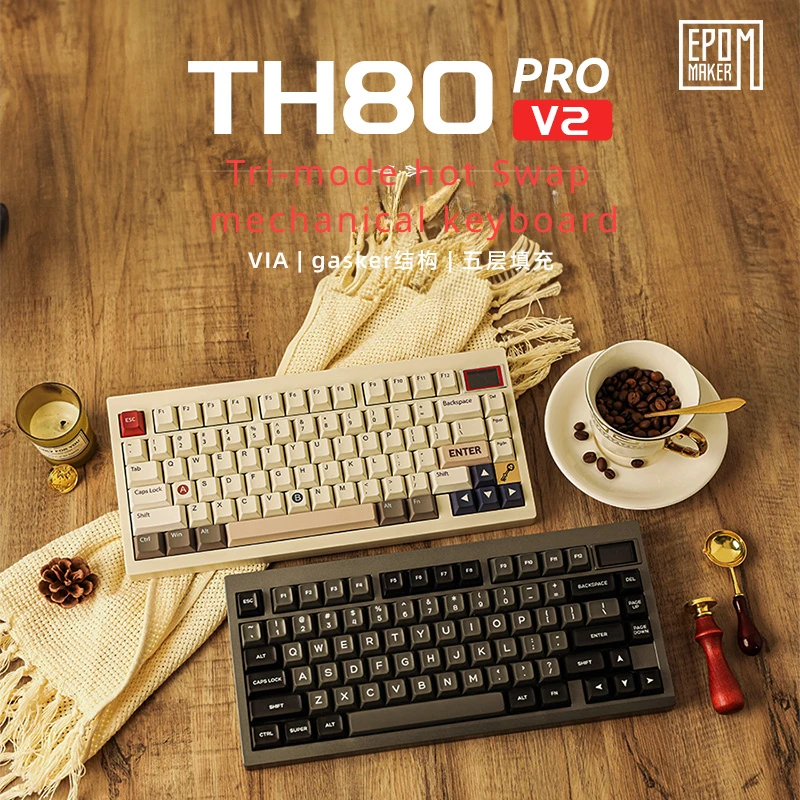 

EPOMAKER TH80v2 Mechanical Keyboard Customized RGB Hot Swap Gasket VIA Tri-mode Bluetooth Valorant E-sports Gaming Accessories