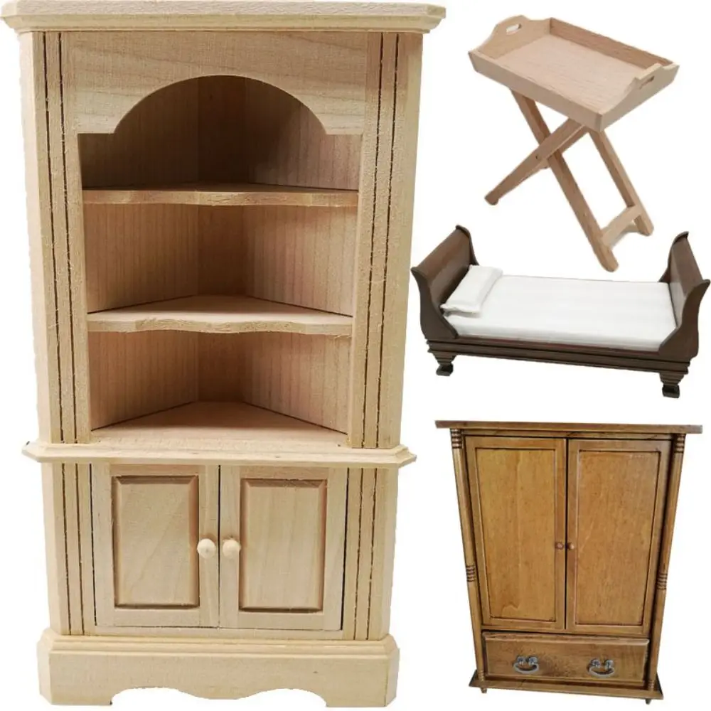 Mini Taburete Con Cojín Para Casa De Muñecas Escala 1/12, Mueble De Simulación De Madera Compuesta, Decoración Realista