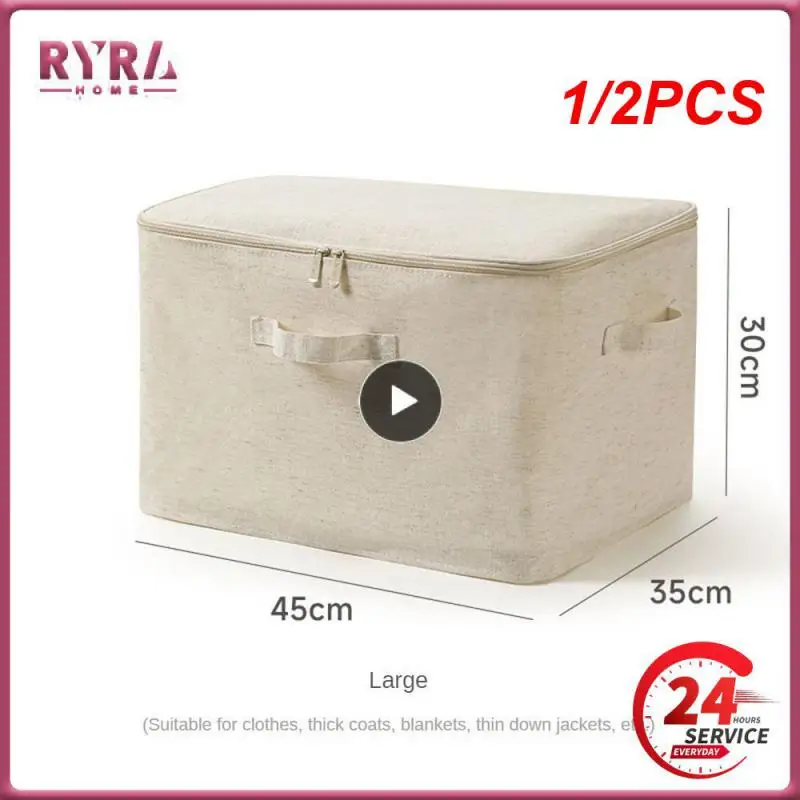 

1/2PCS Foldable Home Storage Bag Cotton And Linen Storage Box Large Quilt Storage Bag Clothes Storage Bag Organizer for Bedroom
