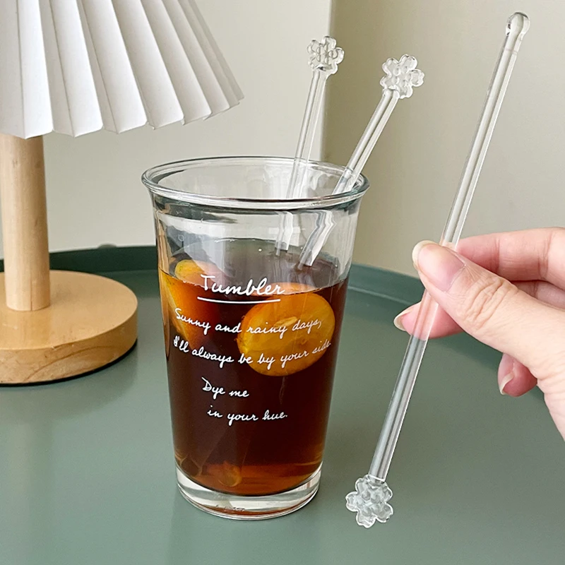 

Cute Flower Glass Straws Kawaii Reusable Straw Clear Glass Drinking Straw Coffee Tea Juice Stirring Stick Kitchen Accessories