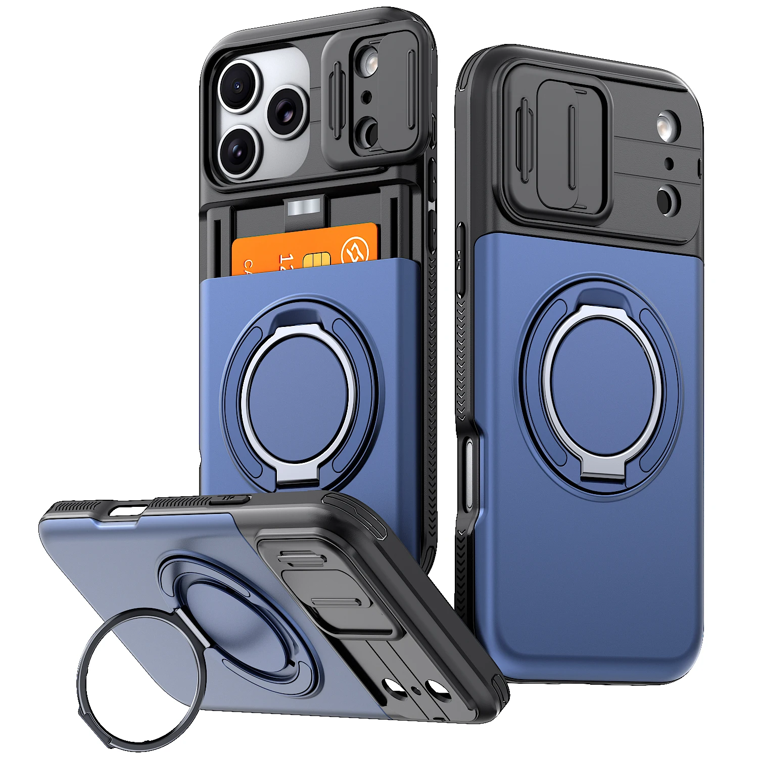 Premium Shockproof Wallet Phone Case with Card Holder & Ring Stand