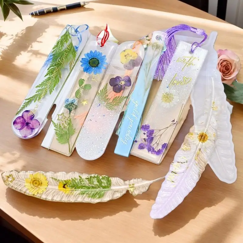 북마크 실리콘 몰드 직사각형 에폭시 수지 주조 금형 DIY 크리스탈 에폭시 수지 책 장식 공예 액세서리
