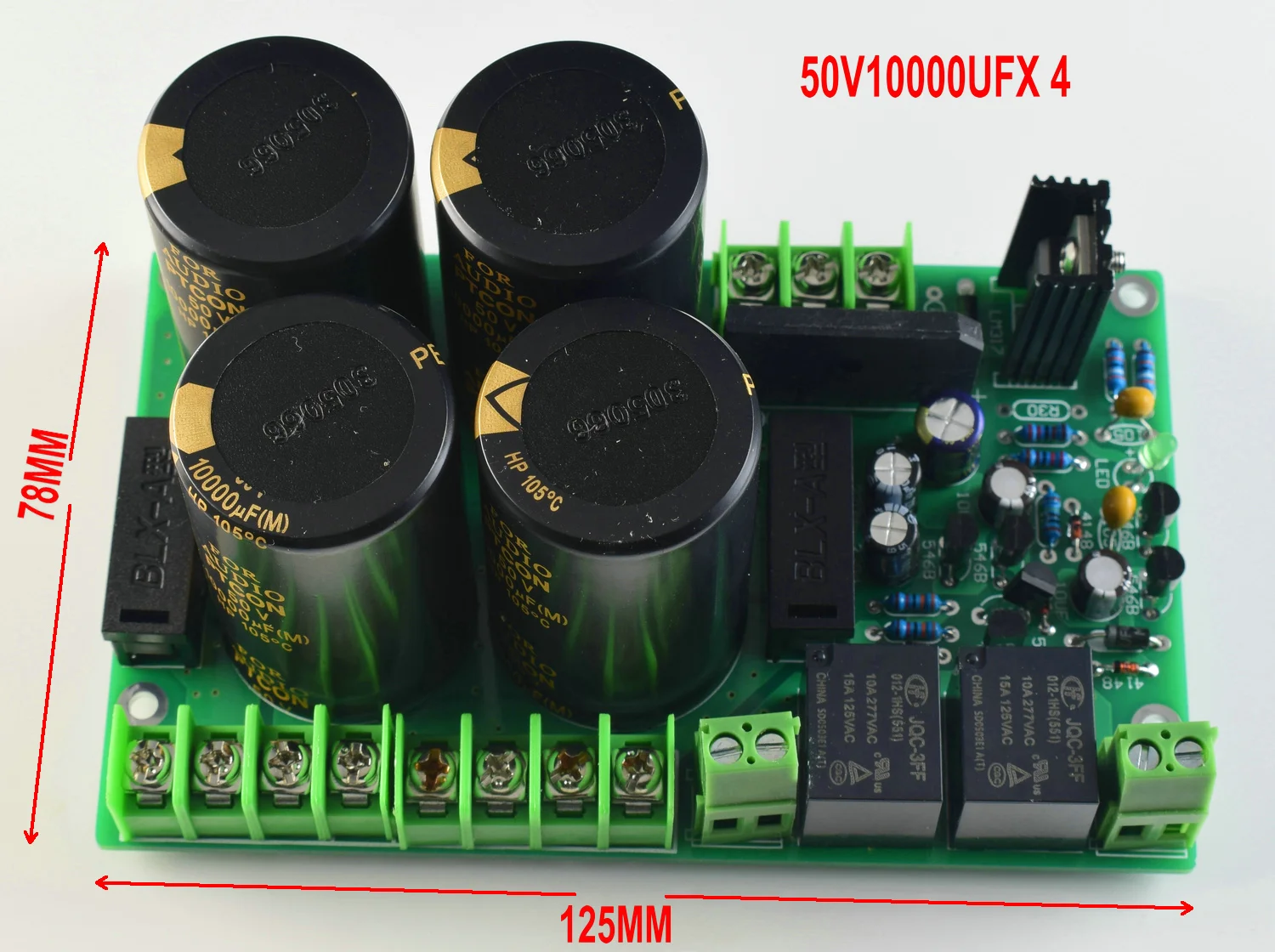 Gleichrichtung und Filterung des Leistungsplatinen-Kits mit Zustandsanzeige. LED-Leistungsverstärker. Stromversorgung – Detail 3