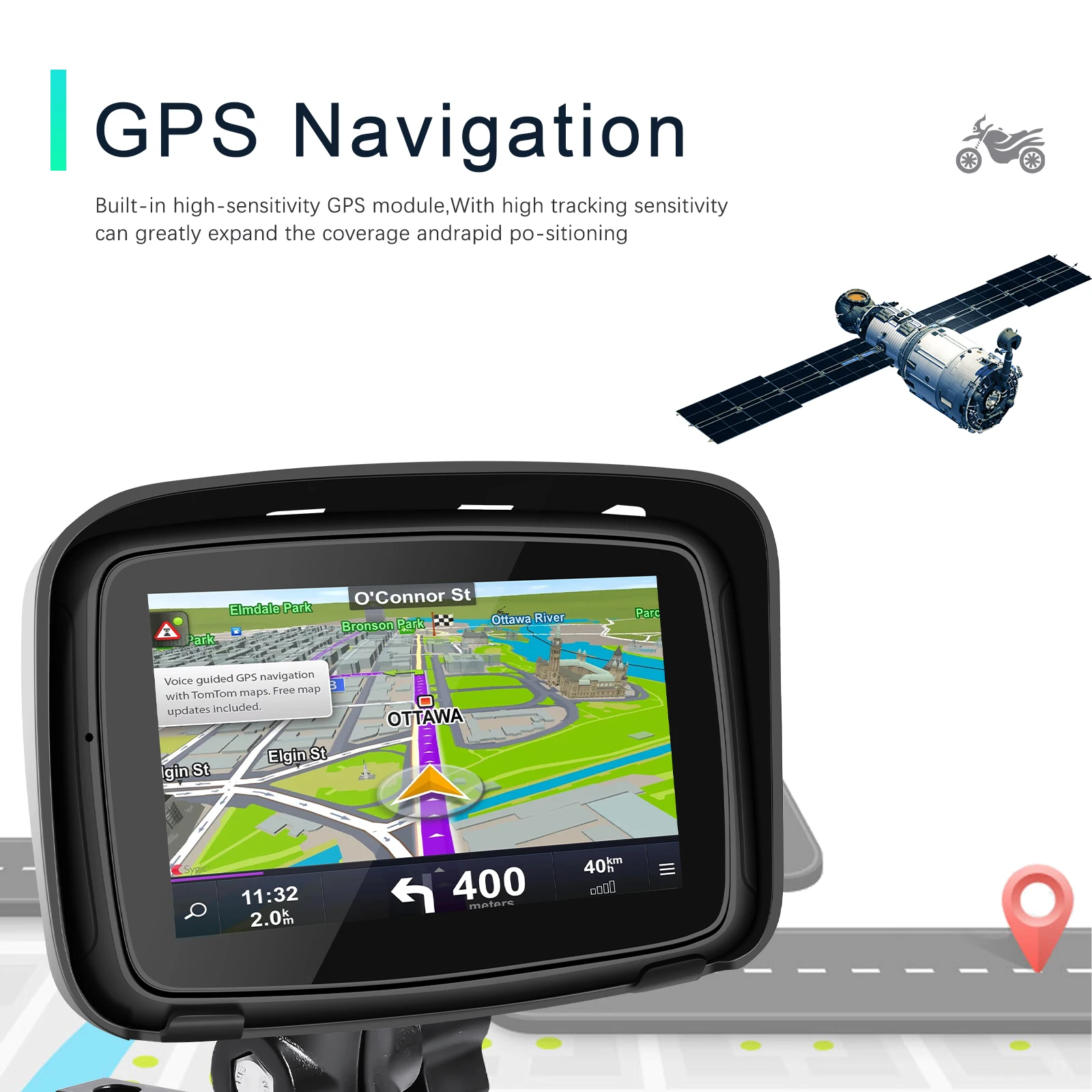 Podofo 오토바이 안드로이드 자동 IPS 스크린 모터 모니터, GPS 네비게이션, IPX7 방수, 블루투스 모터 DVR, 4 코어, 5 인치 카플레이