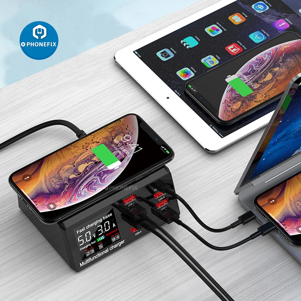 다기능 충전기 MECHANIC V-Power 8Pro USBX9 X9M 110W USB 무선 스마트 LED 디스플레이 빠른 충전 전화 충전 스테이션