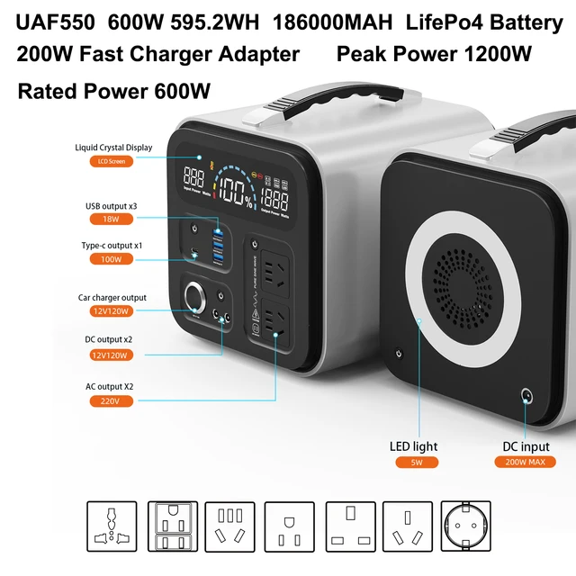 2000W/2048Wh Portable Power Station 640000mAh 220V LifePo4 Batterie
