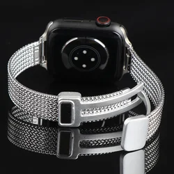 Elegant Thin Magnetic Strap for Apple Watch Band - Stylish Women's Accessory (Silver)