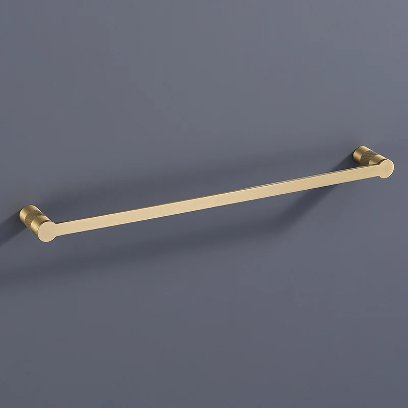 High Quality Brushed Gold Towel Rack Brass Knurled Towel Bar Bathrobe Hook Spare Toilet Paper Holder Bathroom Accessories