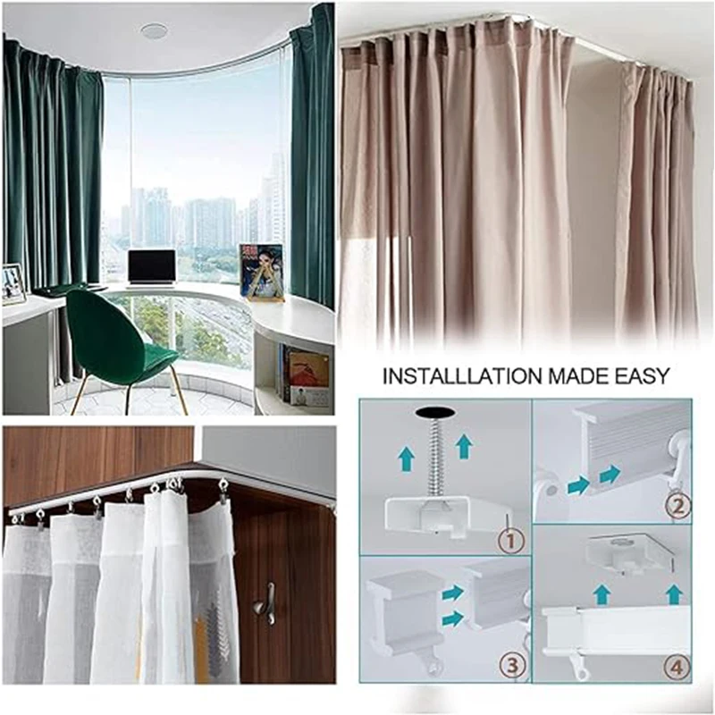 Flexibler und faltbarer Vorhang von 1 bis 6 m, für Schlafzimmer, Balkone, Badezimmer, Deckenabtrennung, geräuscharme Schiene – Detail 4