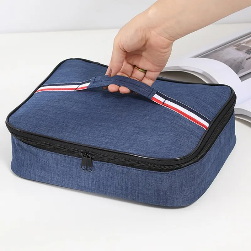 Portable Insulated Lunch Box Bag Large Capacity Flat Tote Bag Food Delivery  Cooler Bag For Working Hiking