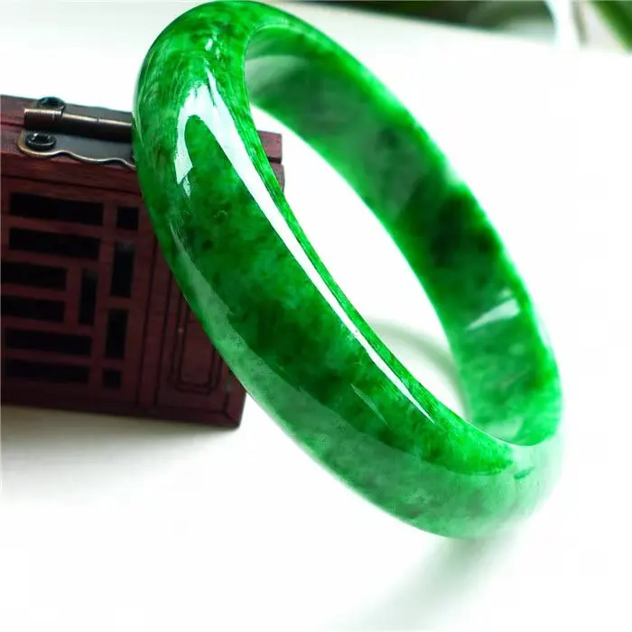 

Ancient Craft Jewelry Natural Original Ecological Pattern Fine Jade Bracelet Emerald Green Bangle Accessories