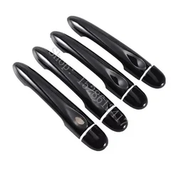 Glossy Black Car Door Handle Cover Trim Styling Accessories (4Dr no key 1 button)