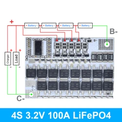 High - Capacity Lithium Battery Protection Circuit Board with Balance Charging - 2PCS (4S 3.2V 100A LiFePO4)