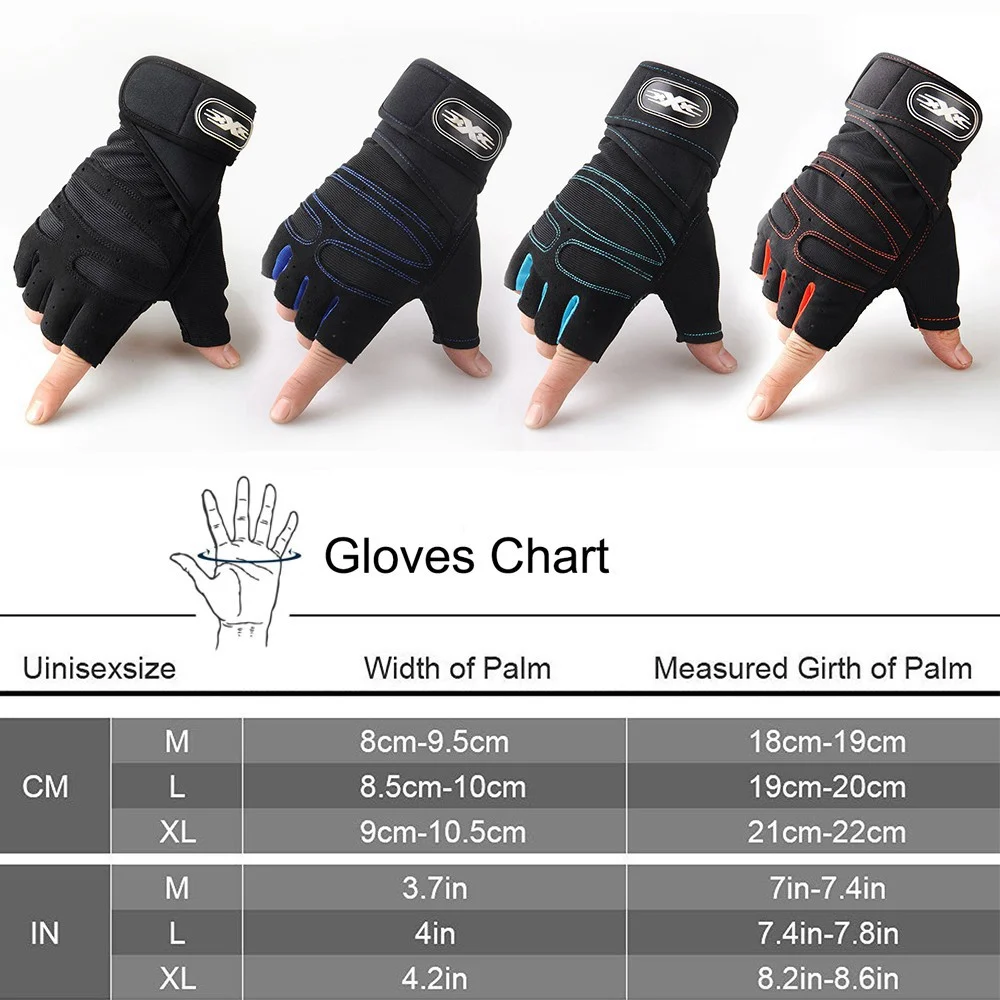 Workout Gloves for Men Women Half Finger Glove with Wrist Wrap for Sport Weight Lifting Training Bicycle Motorcyclist Gym Glove