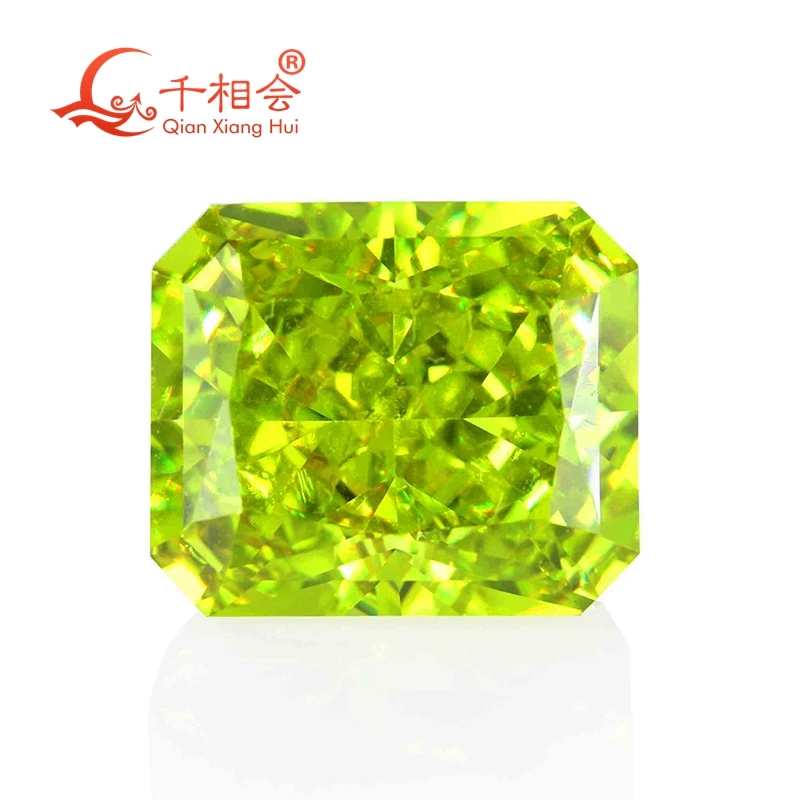 

Olive color rectangle shape brilliant crushed ice cut cubic zirconia loose stone cz stone