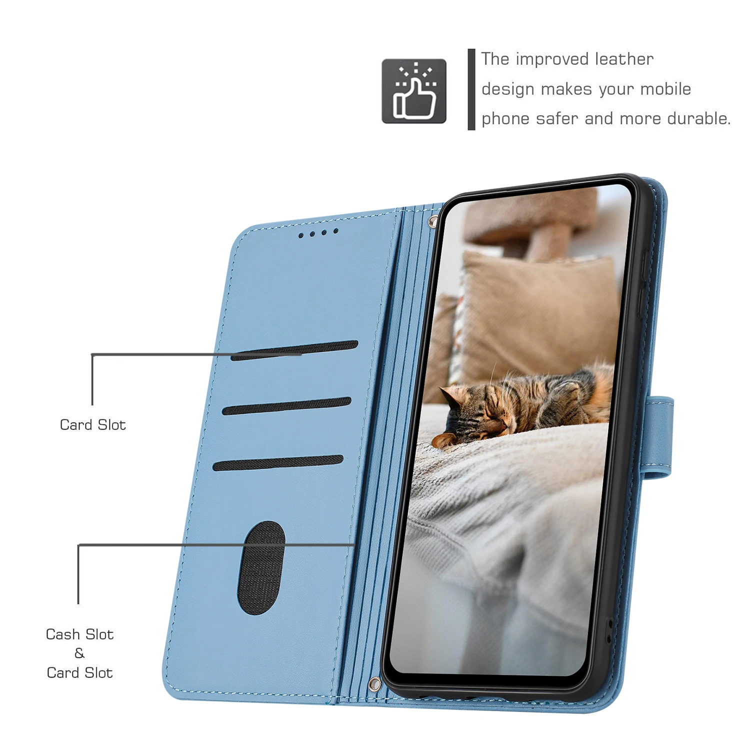 Kawaii Cat Leather Flip Wallet Phone Case - Elegant and Durable Cover