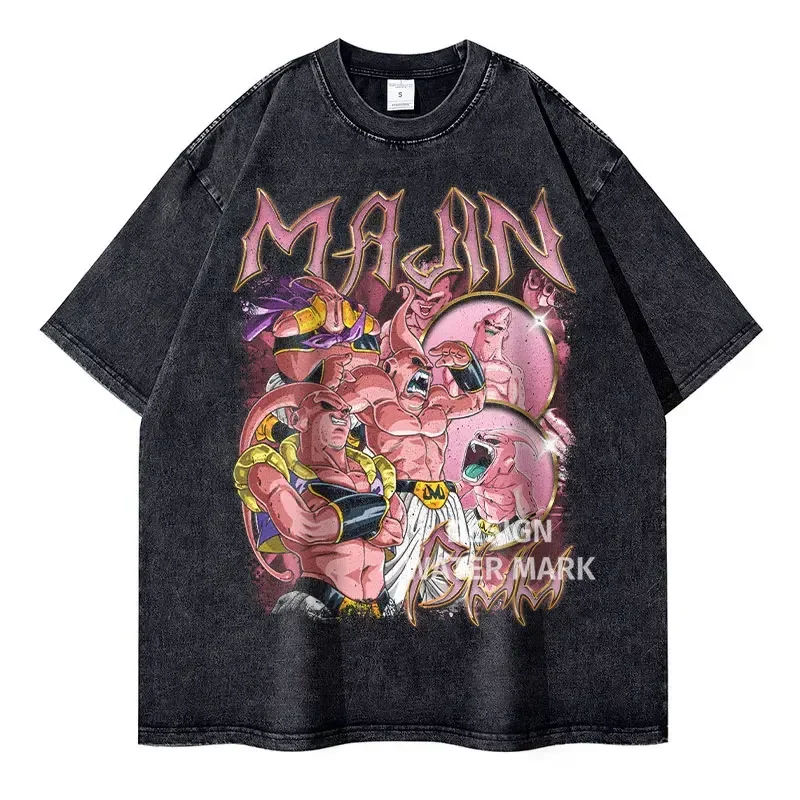 Vintage Washed Anime Dragon T-Shirt Retro Manga Design