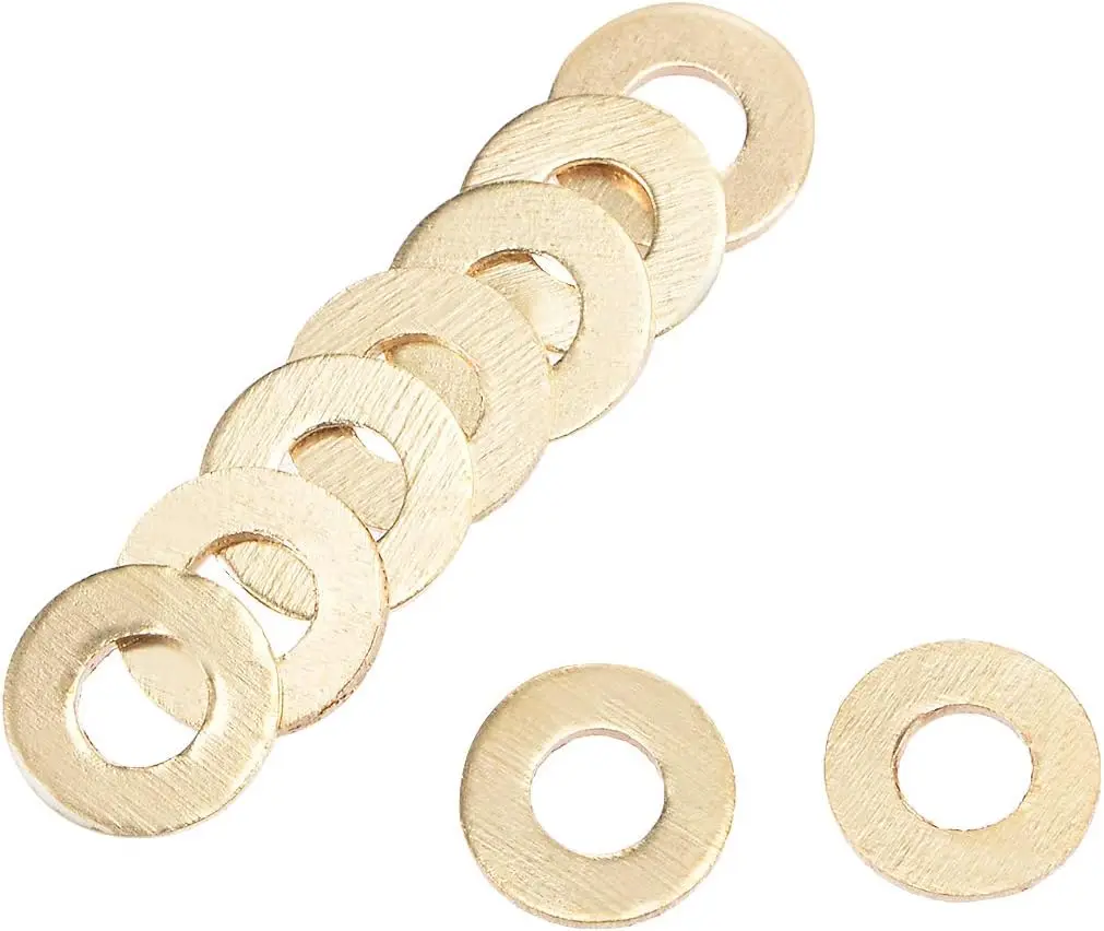 

Kidisoii 100Pcs 4.3mm x 9mm x 0.8mm Copper Flat Washer for Screw Bolt