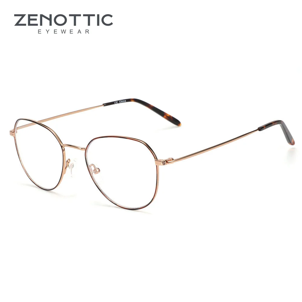 ZENOTTIC Fashion Anti Blue Light Blocking Computer Glasses for Metal Round Anti-Blue Ray Goggles Women Men Eyeglasses Frame