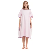 Solid color adult beach bathrobe Microfiber double-sided velvet water absorption quick drying cloak hooded changing bathrobe 5