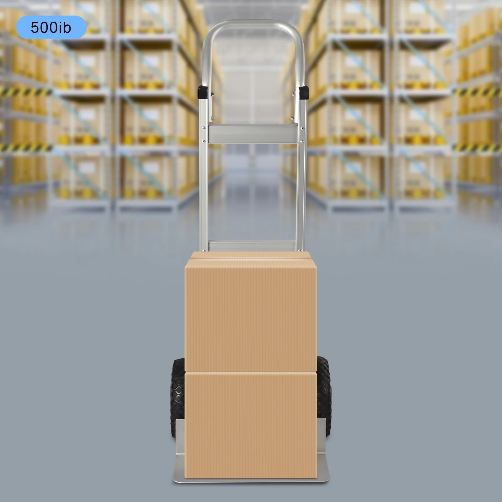 Silver Heavy Duty Dolly for Moving with 2 Wheels Hand Trunk Dolly Industrial Strength 500 lbs Weight Capacity