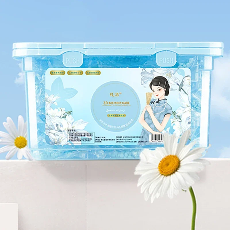 Grânulos de lavanderia detergente cápsulas de fragrância líquida máquina de lavar em pó perfume de longa duração 3 em 1 amaciante de limpeza poderoso