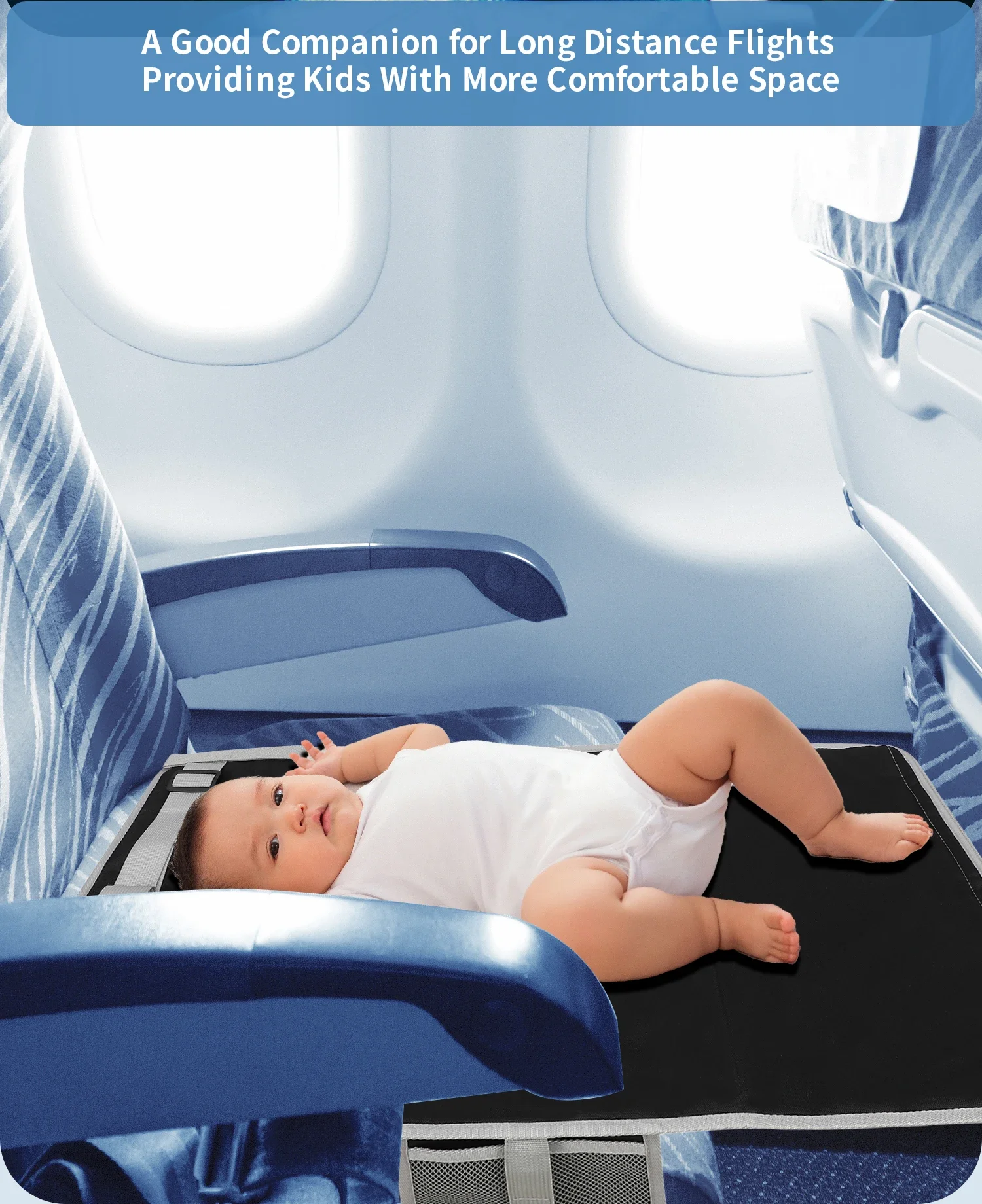 INSULAR Kids Airplane Seat Extender Cushion Portable Seat Extend Pad Child Hammock Travel Bed Foldable Footrest Trip Essentials