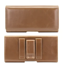 Sleek Black PU Leather Belt Clip Holster with Card Holder and Coin Wallet (Brown)
