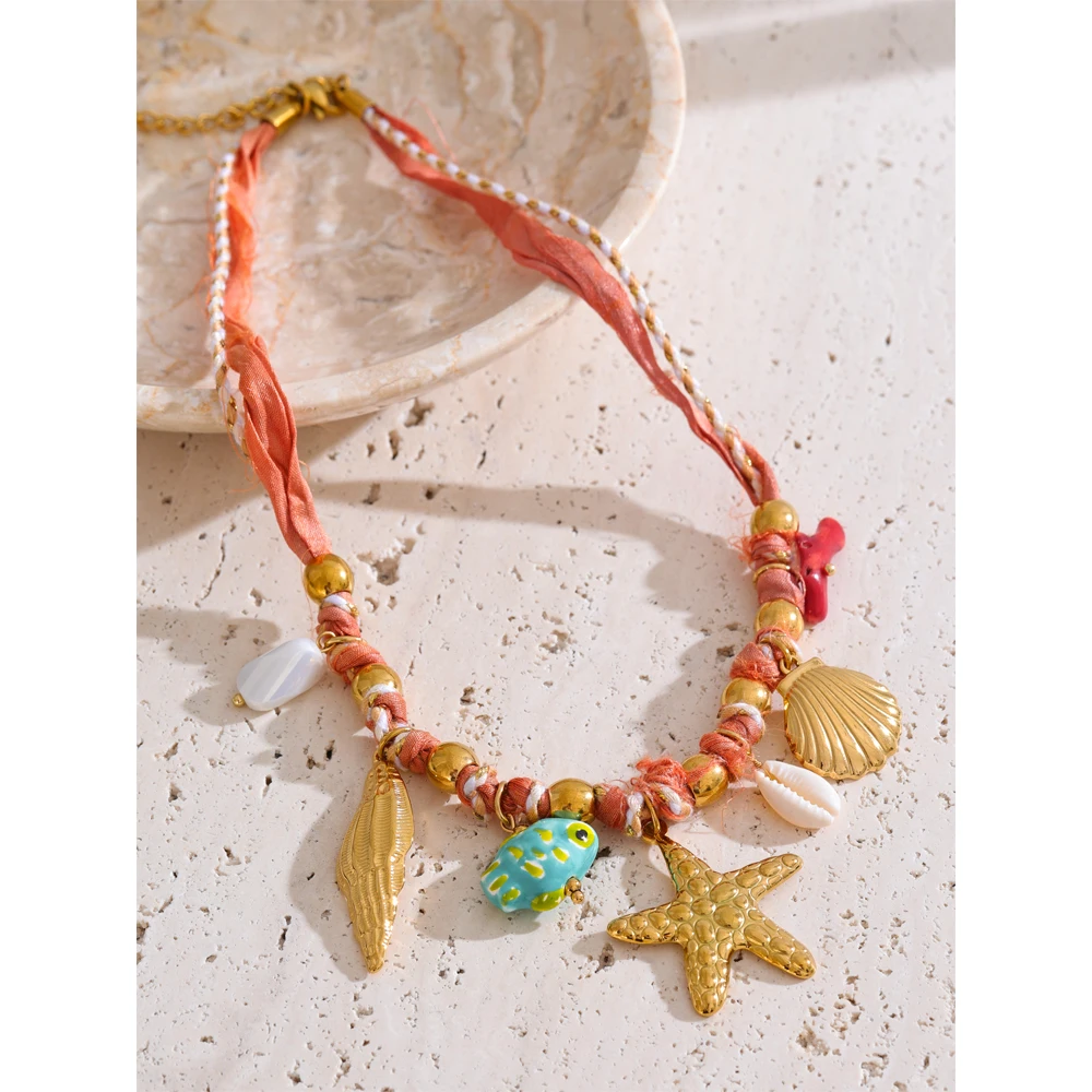 Yhpup Red Rope Braided Handmade Necklace