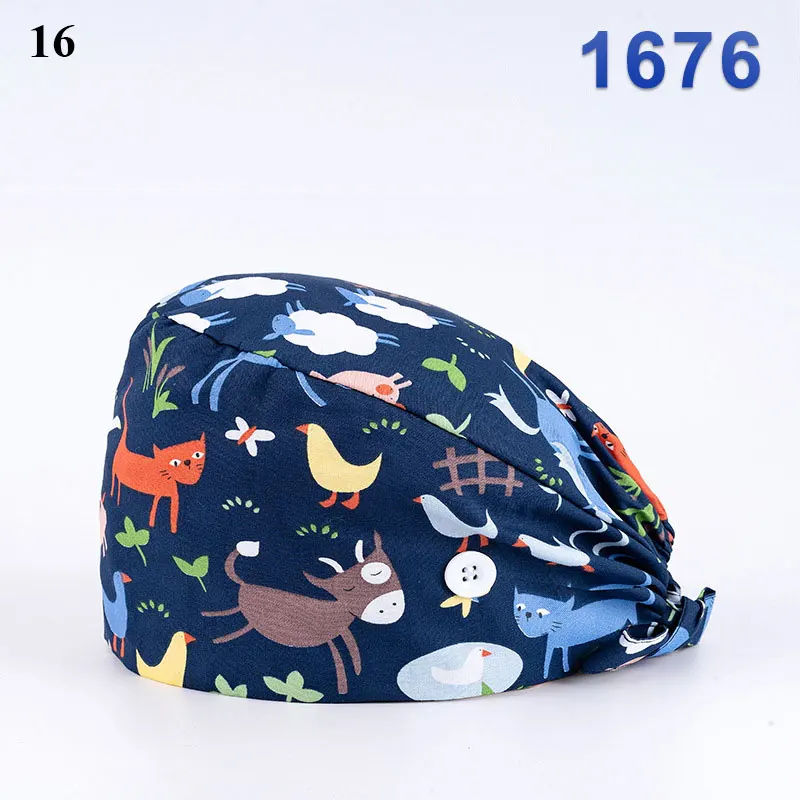 ski beanie Unisex Cotton Adjustable Scrubs Hats Floral Print Medical Caps Dental Clinic Work Hats Tieback Elastic Pet Grooming Nursing Cap winter cap