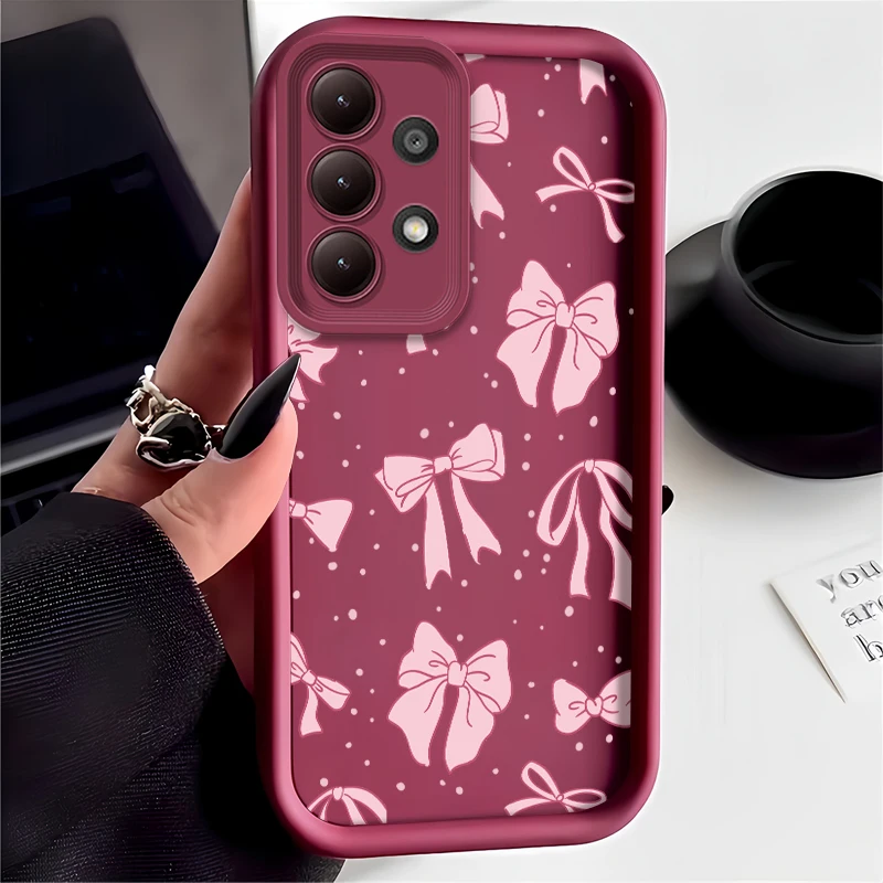 Chic Pink Bow Silicone Phone Case - Cute Korea-Inspired Anti-Drop Cover