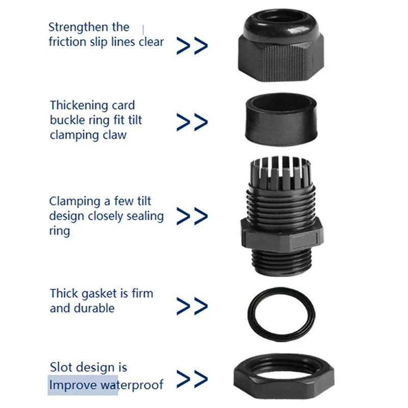 50 Pieces Of NPT 1/2 IP68 Waterproof PA66 Cable Gland Flame-Retardant Environmental Protection Cable Fixing Head(Black)