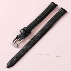 Elegant Slim Leather Strap - Premium Soft Cowhide Women's Watch Band - 16mm (Black)