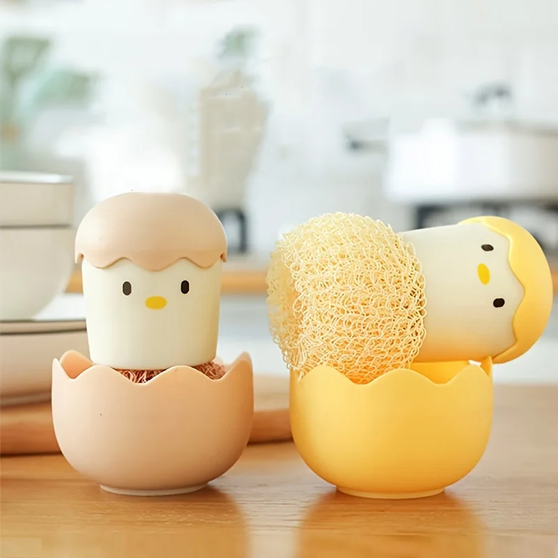 1pc Wire Ball Does Not Shed Kitchen Dishwashing Brush Pot Household Washing Pot Brush With Handle Cute Cleaning Ball