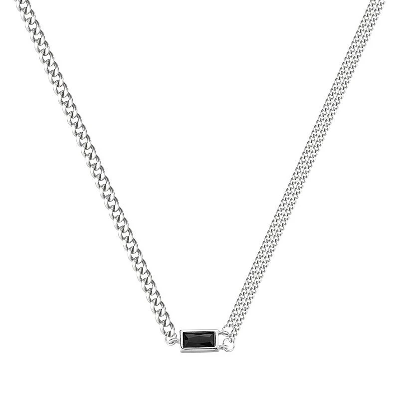 여성을위한  블랙 지르콘 목걸이 파티 쥬얼리 새로운 패션 더블 레이어 쇄골 체인 휴일 액세서리